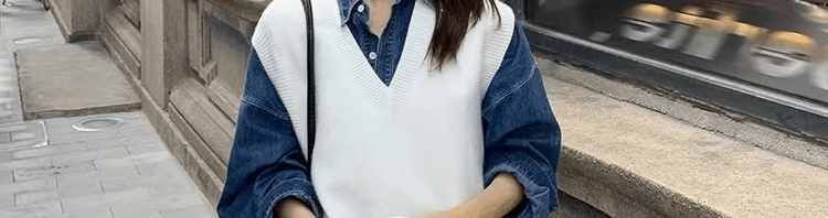 Женская жилетка 毛衣马甲背心衬衫两件套女衬衣春季2025新款搭配叠穿马夹针织上衣