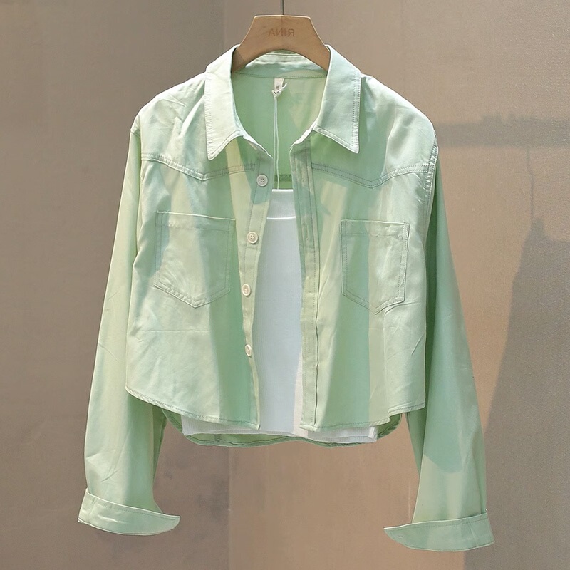 Women's Shirt for Early Spring 2026, New Design, Niche, Petite, Waist-Cinching, High-End Sun-Protective Shirt, Short Top Women's Shirt for Early Spring 2026, New Design, Niche, Petite, Waist-Cinching, High-End Sun-Protective Shirt, Short Top