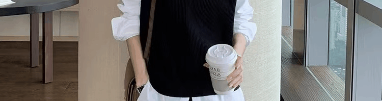 Женская жилетка 毛衣马甲背心衬衫两件套女衬衣春季2025新款搭配叠穿马夹针织上衣