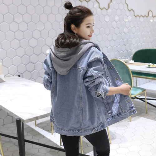 Джинсовая осенняя куртка, толстовка с капюшоном для школьников, комплект, плащ, 2019, в корейском стиле, для средней школы
