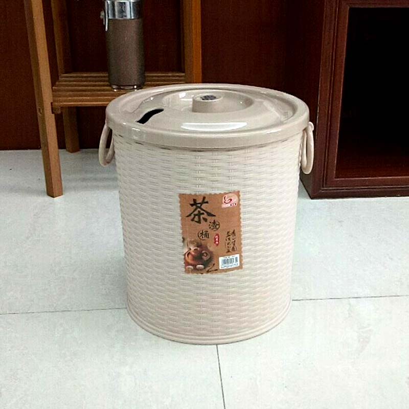 Plastic Round Square Tea Residue Barrel Drain Bucket With Handle Filter Screen Covered Domestic Tea Drinking Tea With Drain Bucket