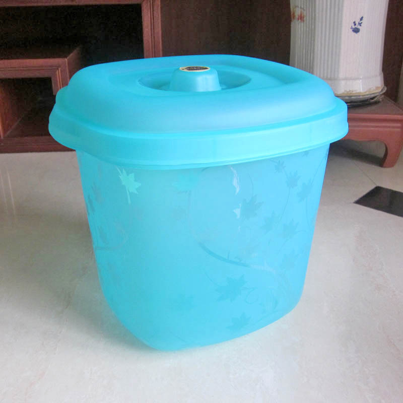 20 jin 30 jin plastic rice bucket translucent with cover insect-proof rice storage box household rice tank kitchen flour storage box