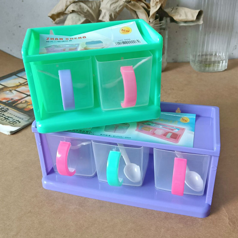 Plastic pumping style 23 Lattice Seasoning Case hanging wall as a material box with tablespoon seasoning cylinder containing tank Quantity