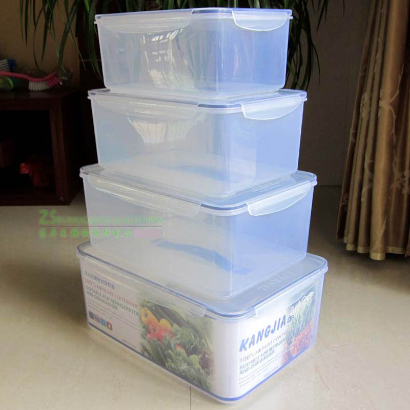 Quadrilateral buckle sealing refreshing box transparent finishing box containing box large and small number of portable food containing box suit