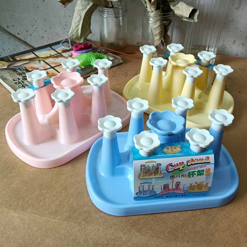 Plastic Six Cups Rack Glass Rack Glass Mug Drain Rack Tea Cup Home Shelve Drain Pan Containing Deck Shelf