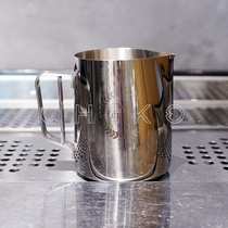 Accumulated grain) Latte Artisit pull-flower cylinder stainless steel bright face material with a lever pointed mouth to milk a bubble cup 600ML