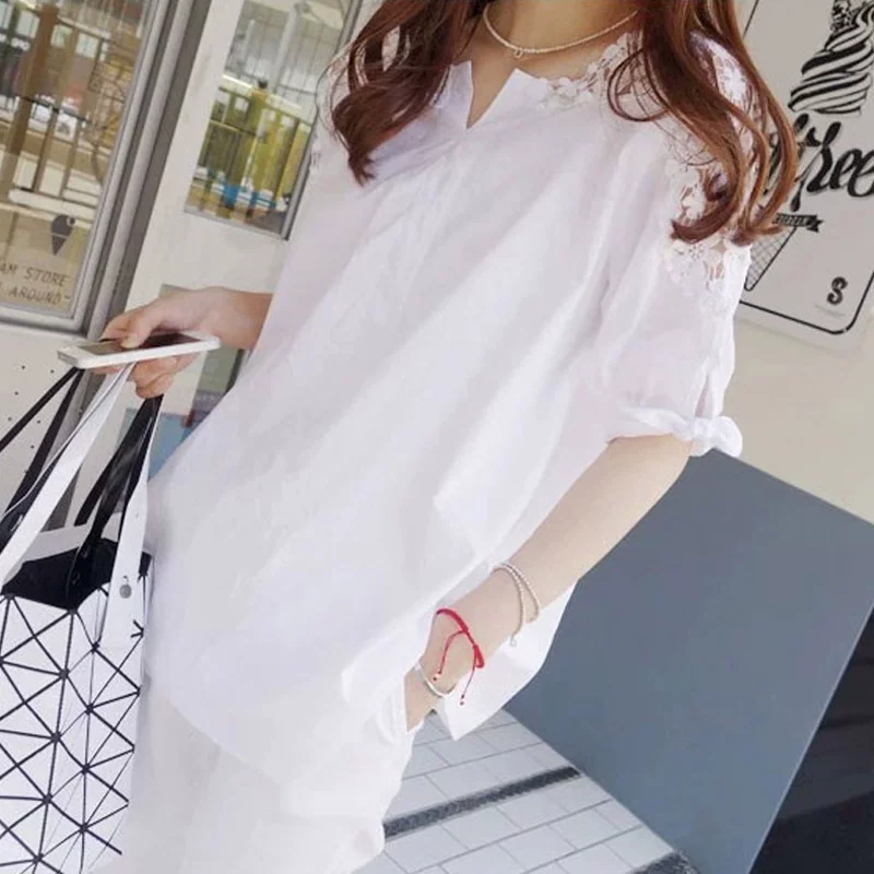 Летняя кружевная блуза с дизайном, oversize, тренд сезона
