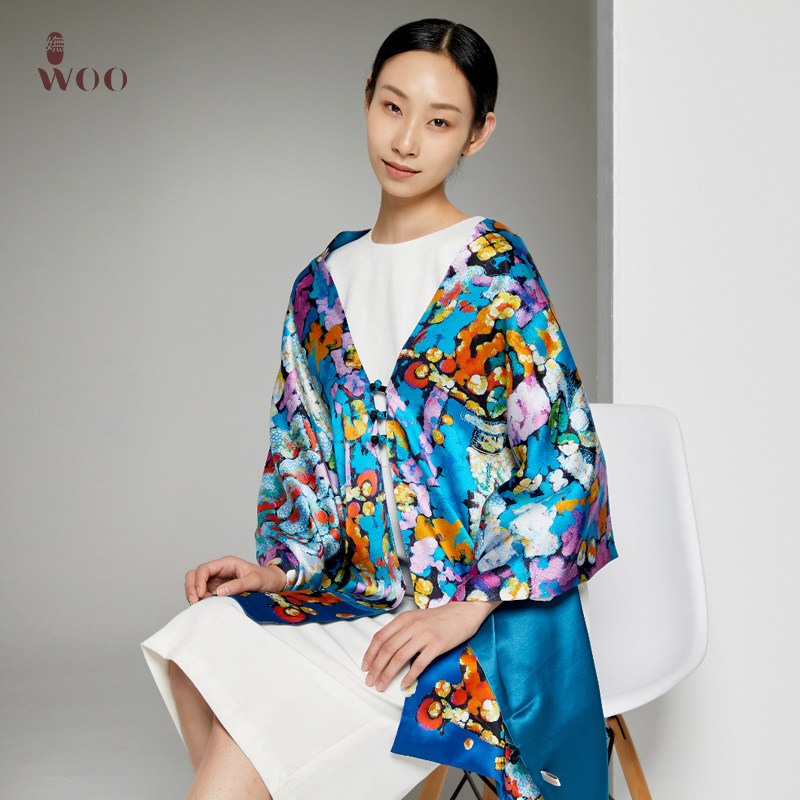 Woo charming E - Peony original silk silk long silk silk female hundred and summer shawl thin scarf