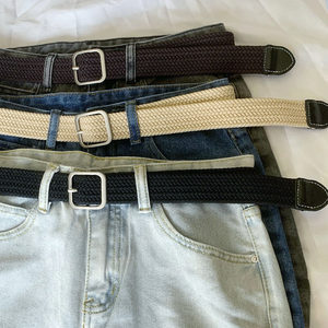 2026 New Woven Leather Belt for Men, Women's Jeans Belt, Military Training Trendy Young People Canvas Men's Black Belt