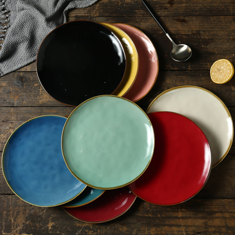 Blemish Ceramic Dinner Plate Commercial Bull Platter Pan Sara Pan Chopped Pepper Fish Head Pan Water Fruit Pan Plate Colored Irregular Pan