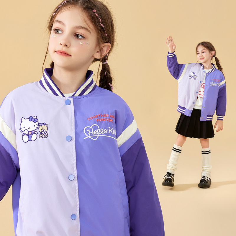 Hellokitty Hello Kitty Girls' Casual Jacket 2025 Autumn New Fashion Children's Baseball Jacket Trendy