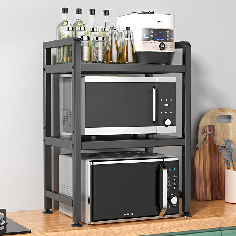 Retractable Kitchen Rack Microwave Oven Oven Rack Domestic double table top table Desktop electric cooker containing bracket