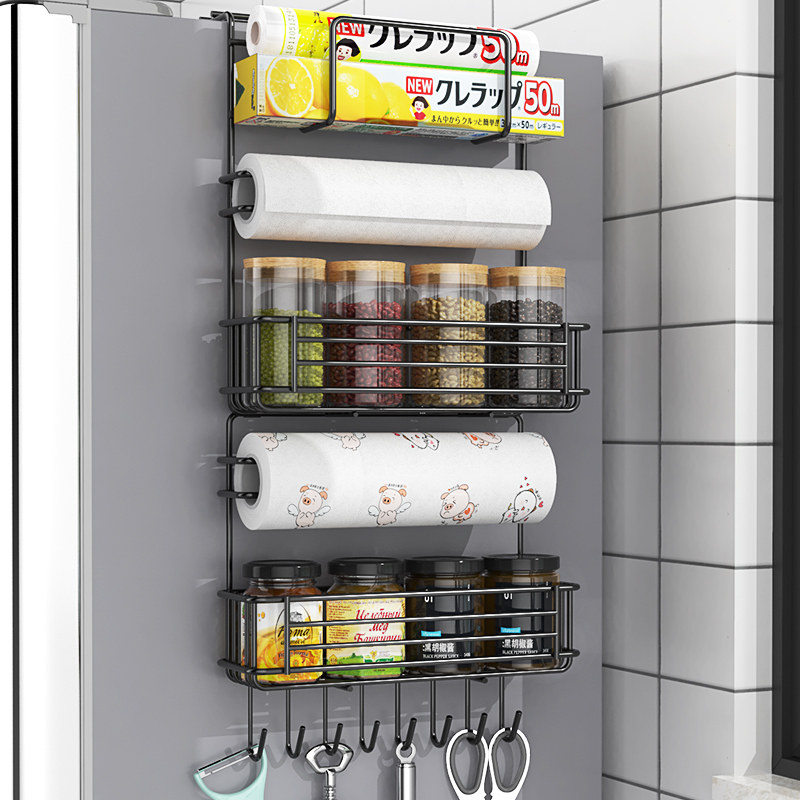 Refrigerator rack side rack multi-layer kitchen supplies household large-scale side wall plastic wrap multi-functional storage rack