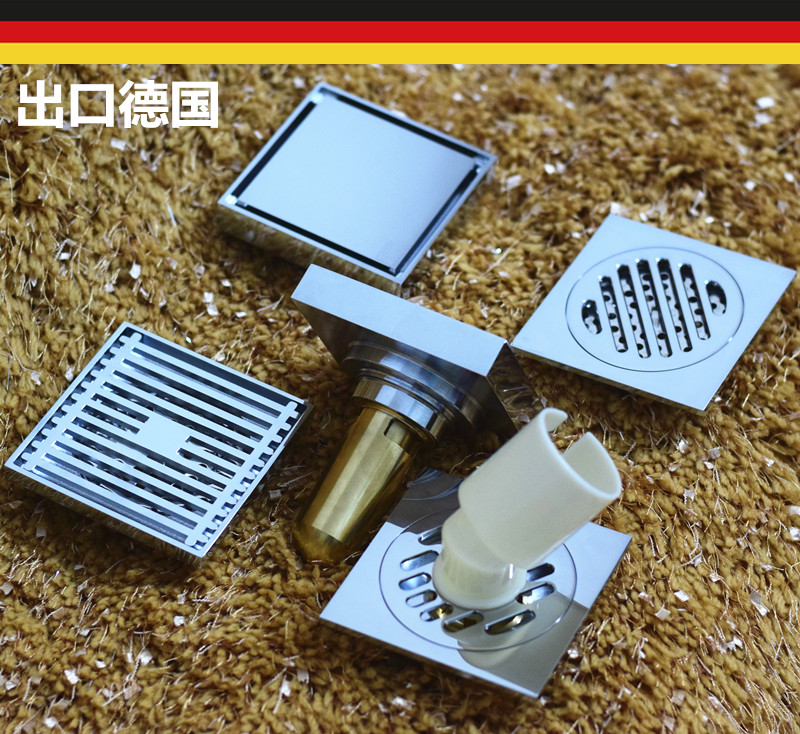 Exit German Black Full Copper Invisible Floor Drain Makeup Room Deodorant Floor Drain Shower Room Washing Machine Black Floor Drain