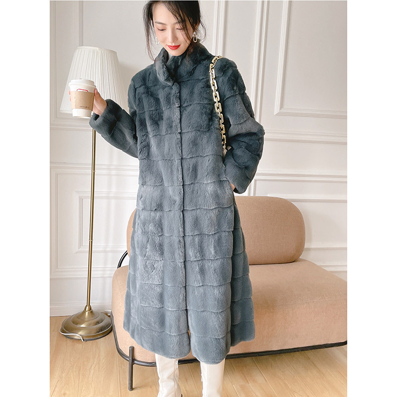 Danish mink 2022 new fur coat women's mid-length mink coat age-reducing stand-up collar winter thickening Korean version