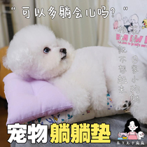 In the meat pills pets lie on mats lap with puppies with ears and brush their teeth