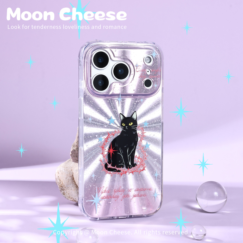 [through the Thorns, Embrace You] Moon Cheese Original Kitten Phone Case Suitable for iPhone 17/16 Pro Max, Apple 17 Pro Laser Imd 15 Pro/14 Magnetic Huawei Mate 60 Pro