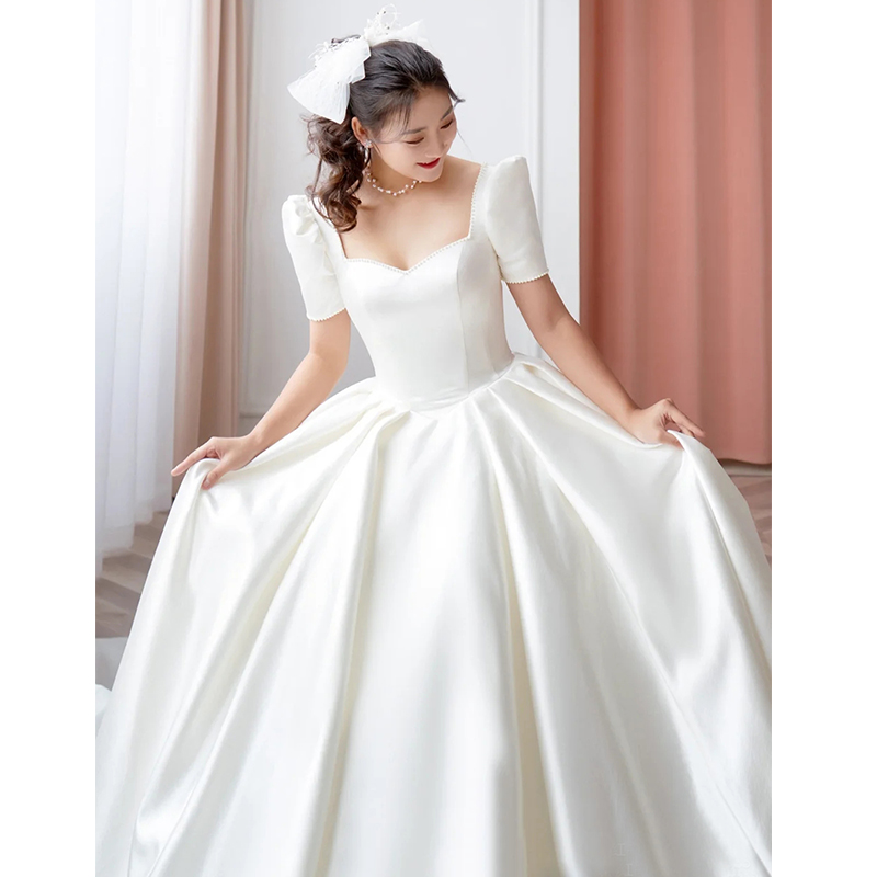 Wedding dress for pregnant, suitable for teen, open shoulders, plus size, lace dress