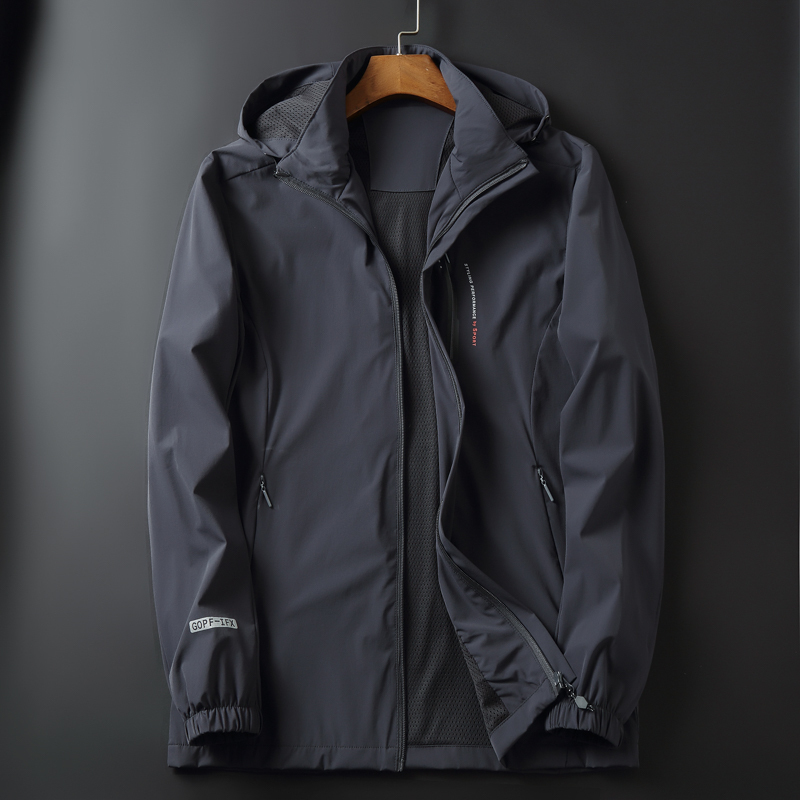 Imported Four-Way Stretch Fabric, Export Men's Clothing with Cut Tags, Plus Size, Sports Casual Detachable Hood Jacket