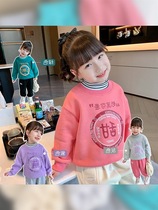 Girl gush clothing 2021 winter dress new foreign air little girl fake two-and-a-half high collar blouses childrens hooded sweatshirt