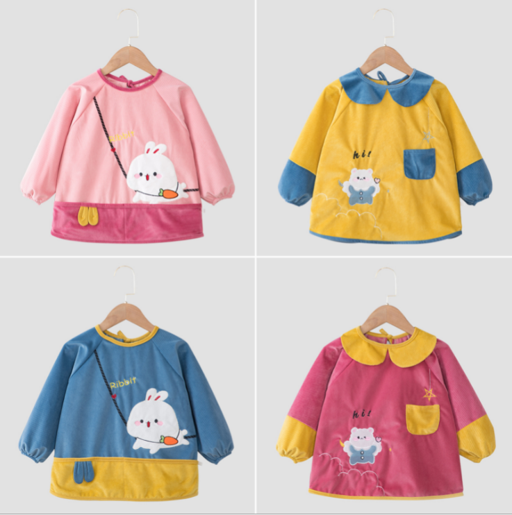 Baby eating blouse children's waterproof anti-dirty bib autumn and winter painting eating clothes long-sleeved baby bib reverse dressing
