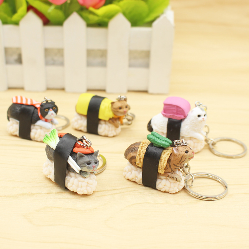 Creative, Unique, Cute Cartoon Sushi Cat Doll Keychain Pendant Bag Accessory Cross-Border Premium Supply Creative, Unique, Cute Cartoon Sushi Cat Doll Keychain Pendant Bag Accessory Cross-Border Premium Supply