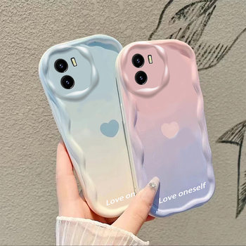 Suitable for Iqoou5X Series Phone Cases, New Iqoou5 Creative Gradient Heart-Shaped Couple Protective Case, Iqoou5E Simple Airbag Anti-Drop Silicone Personalized Niche Bestie Internet Celebrity Trendy Case
