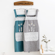 Korean Fashion Home cotton linen apron adult men and women cute kitchen work cooking oil vest anti-fouling waist