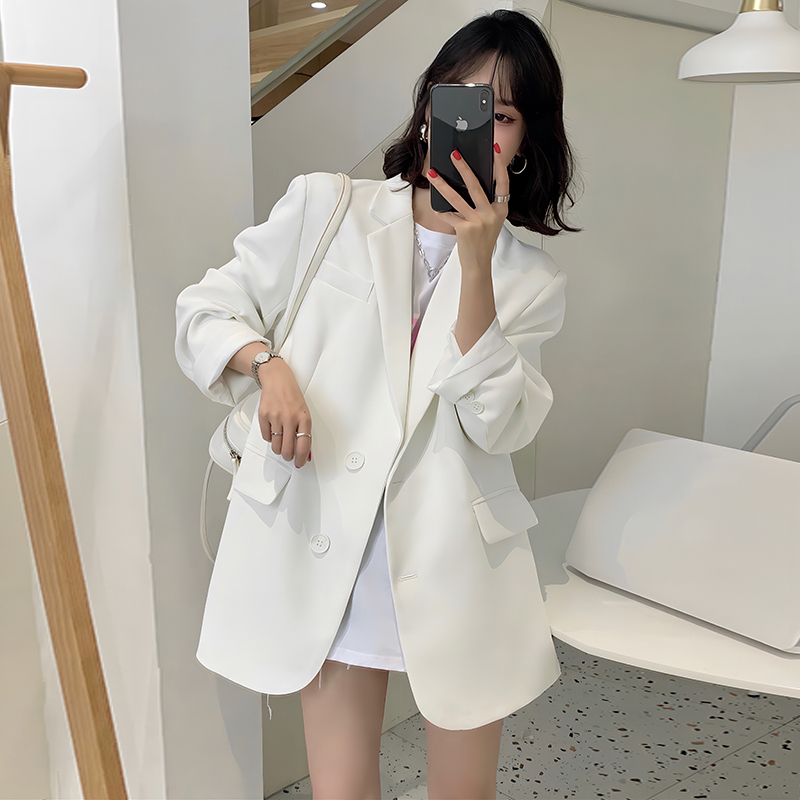 White Blazer for Women 2026 New Spring, Autumn, and Winter Trendy Petite High-End Casual Thickened Suit