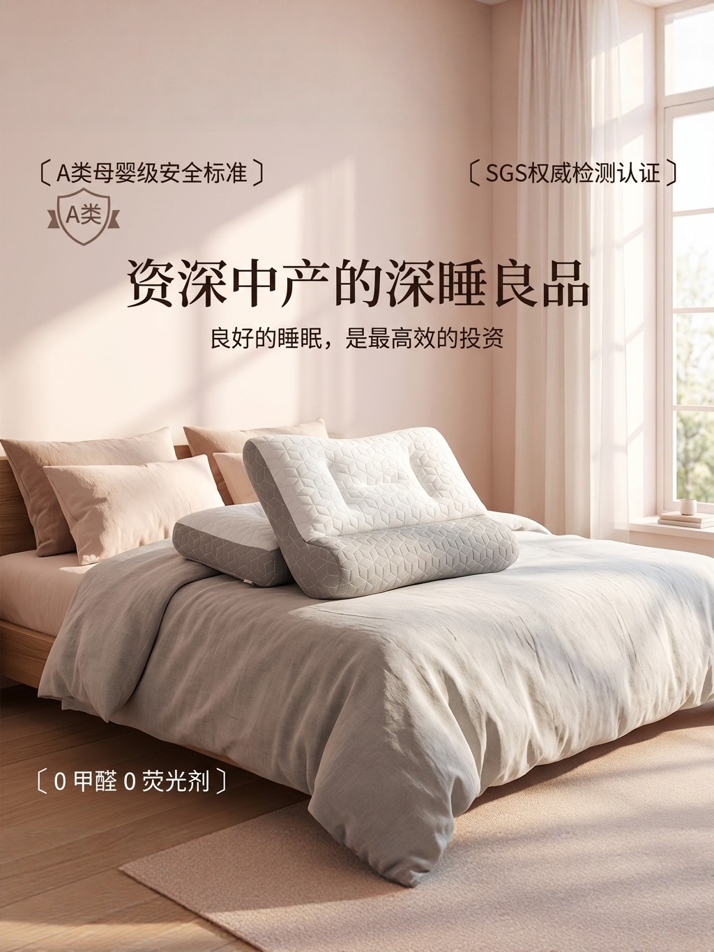 Memory Foam Latex Anti-Arch Traction Pillow for Adults, Cervical Spine Support Sleep Aid Pillow Core, Pair Pack, Home Use Neck Pillow