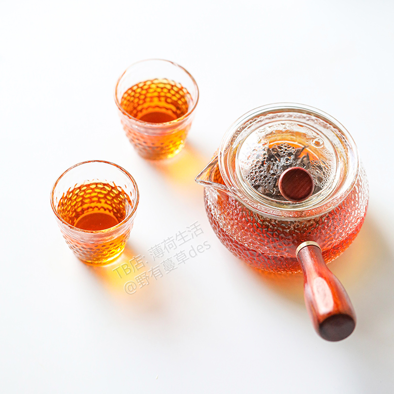 Mint Life Hammered side handle Teapot Heat-resistant Glass Teapot Small green Citrus teapot Thickened cooking teapot Kung Fu tea set