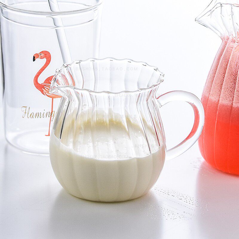 European retro striped glass fair cup tea dispenser milk jug heat-resistant glass with spout ultra-thin