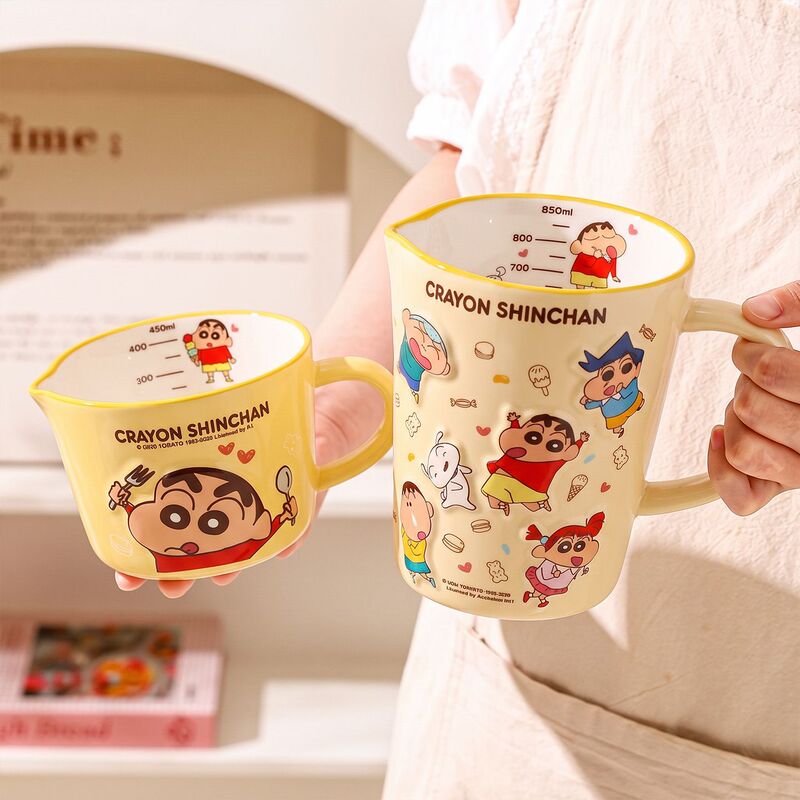 Crayon Shin-Chan Household Ceramic Mug, Cute Coffee Cup, High-Value Water Cup, Graduated Milk Cup, Birthday Gift