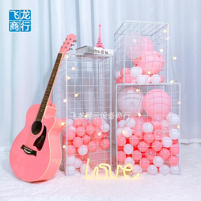 Net red Ocean ductile iron grid cube column Instant noodle chapel Wedding decoration Dining room Milk tea shop window decoration