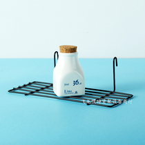 Grid mesh black tray photo wall hanging basket rack iron storage rack decorative frame storage basket instant noodle basket frame