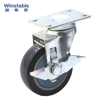 WST154 industrial brake caster PVC medium furniture wheel rubber caster handling caster 5 inches