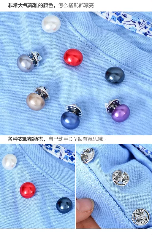 Hàn Quốc Thực hành Pearl Studs Anti-Walk Cổ áo cardigan Khăn choàng chân DIY Khăn quàng cổ Pin Trâm Pin Nữ ghim cài áo
