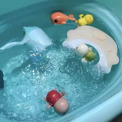 Shaking sound The same swimming little turtle net red baby bathe bath play water clockwork paddling toy