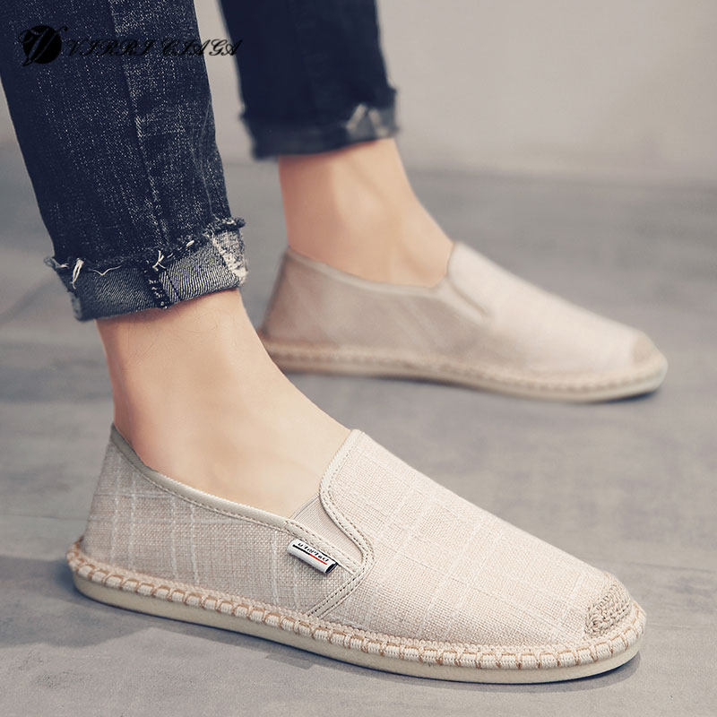 Summer Breathable Deodorant Canvas Men's Shoes A Foot Pedal Sloth Casual Open Car Tide Shoes Old Beijing Linen Fisherman Cloth Shoes.