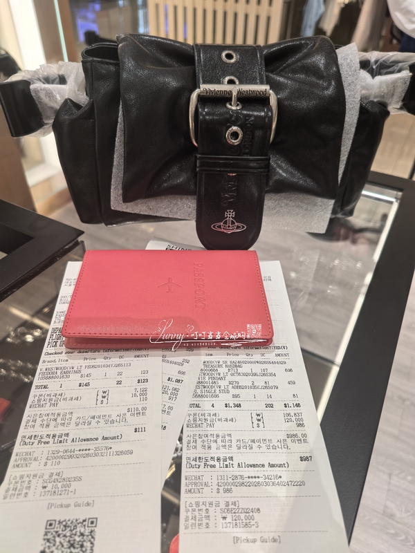 Queen Mother Vivienne Westwood Lambskin Hazel Bow Black Bag with Purchase Record