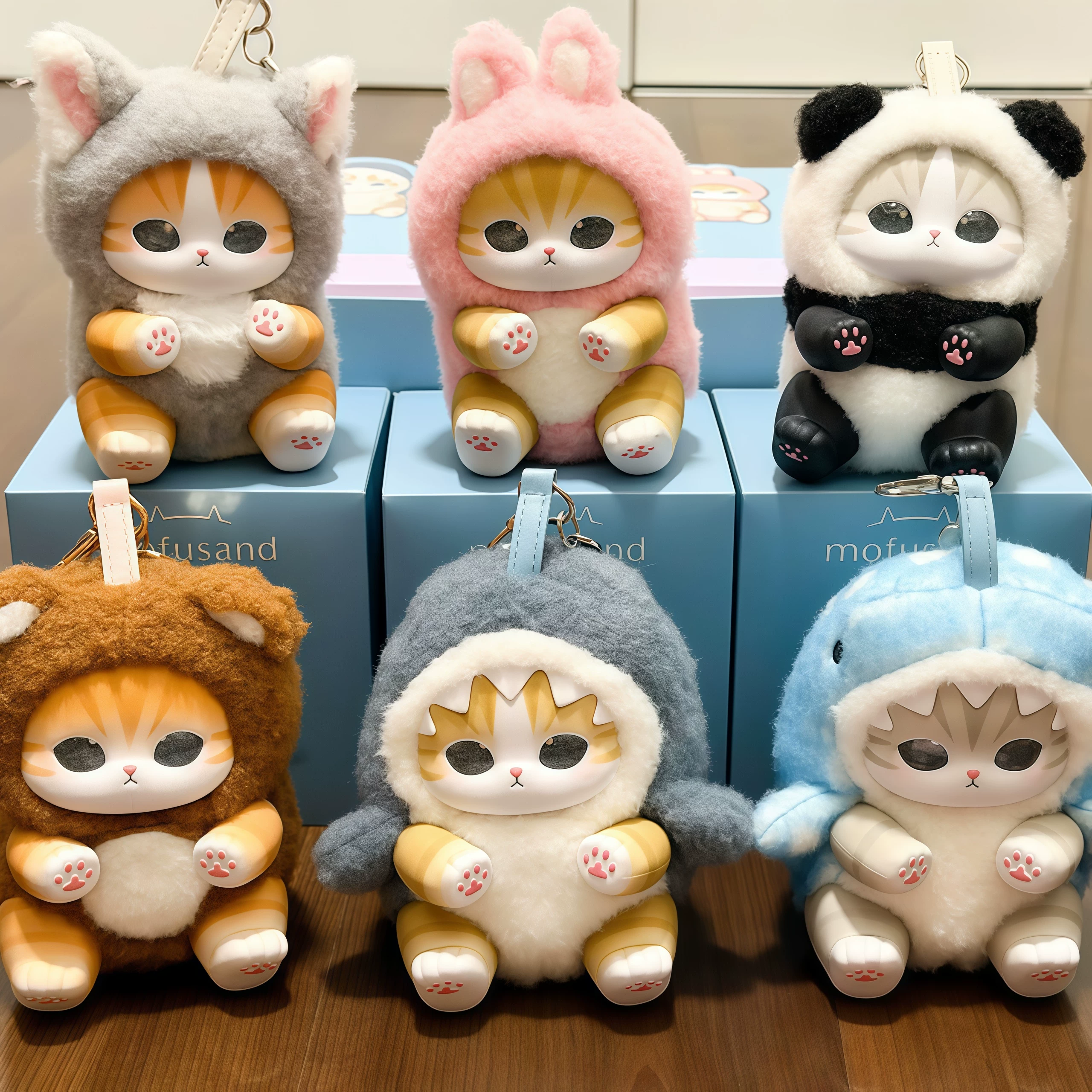 Настоящий mofusand Cat Fu Sandy Variety Animal Sparkling Shark Cat Vinyl Plush Handbag Pendant Blind Box