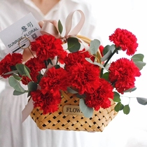 Hand Wood Flakes Flower Basket Flowers Dried Flower Floral Floral Floral Wood Board Containing bag Photographed Prop Rattan BAMBOO WOVEN BASKET