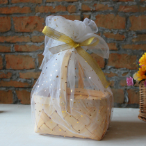 Hand Flower Basket Floral Woven Wood Sheet Basket Flowers Flower Arrangement Wedding Practical Containing Pendulum Companion Gift Return Gift Basket