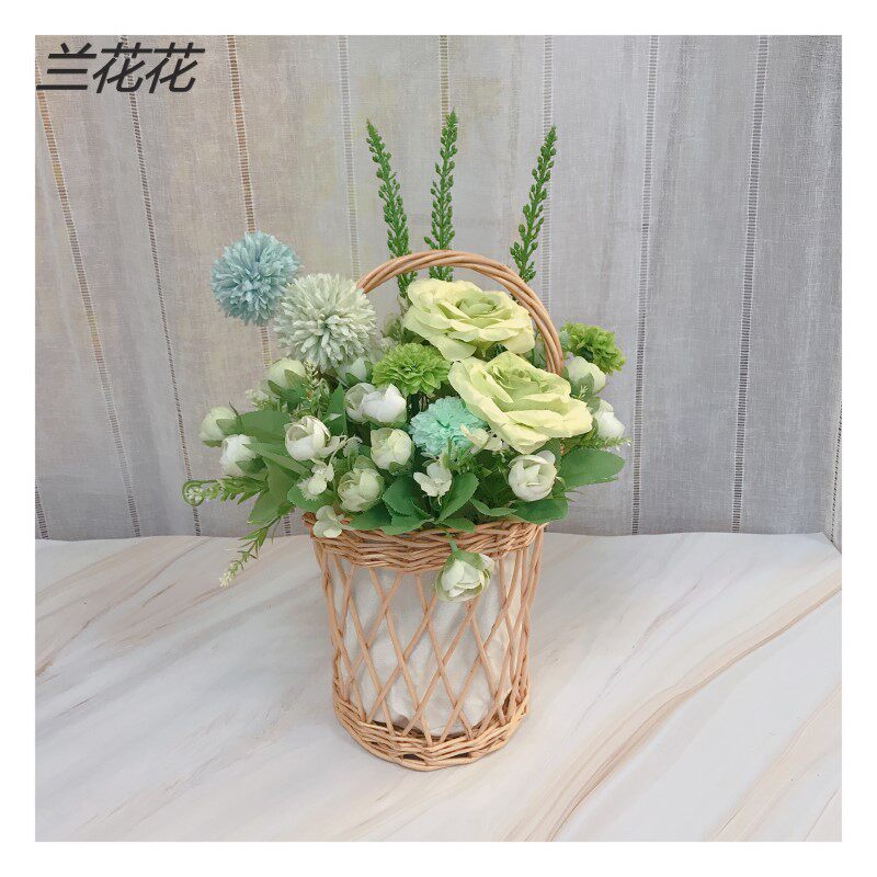 Vines handmade flower basket flower pots creative drying flowers floral floral floral floral decoration pendulum decorated with multi-meat woven cloth art basket
