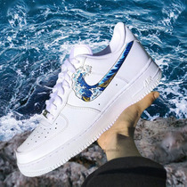 Sneakers hand-painted custom air force af1 sneakers Kanagawa surf painted graffiti diy color changing couple shoes