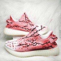 Pink plum blossom cherry blossom white coconut 350 color change custom diy graffiti hand-painted shoes painted sneakers change picture autumn