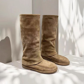European Trendy and Stylish High Boots 2025 Autumn New Suede Slim Boots Long Boots Trouser Boots