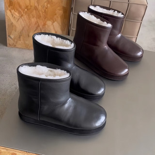 European Style Soft-Soled Genuine Leather Snow Boots for Women 2025 Winter Wool Thick-Soled Non-Slip Short Warm Cotton Shoes Women's Short Boots