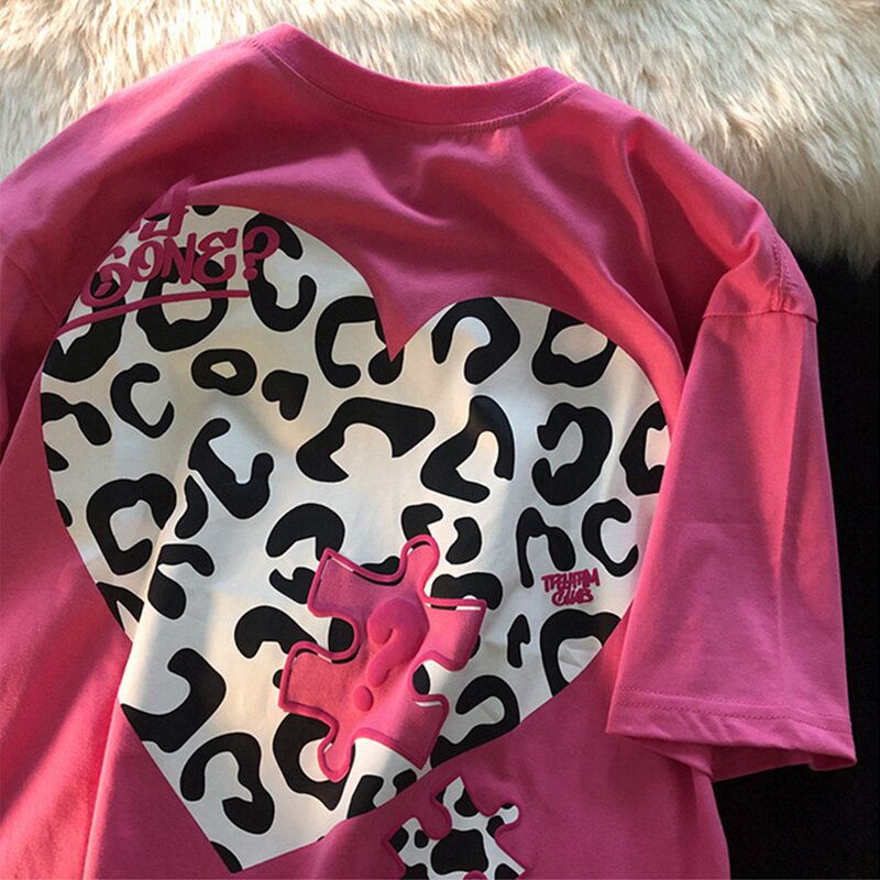 YITEBAO WEN Loving National Tide Short Sleeve Women 2021 New Design Sense Loot 100 Lap Net Red Overfire T-shirt Women Ins