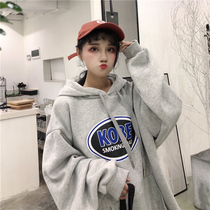 INS sweater female hooded Korean students Harajuku autumn and winter loose ulzzang plus velvet hooded bf couples outside tide